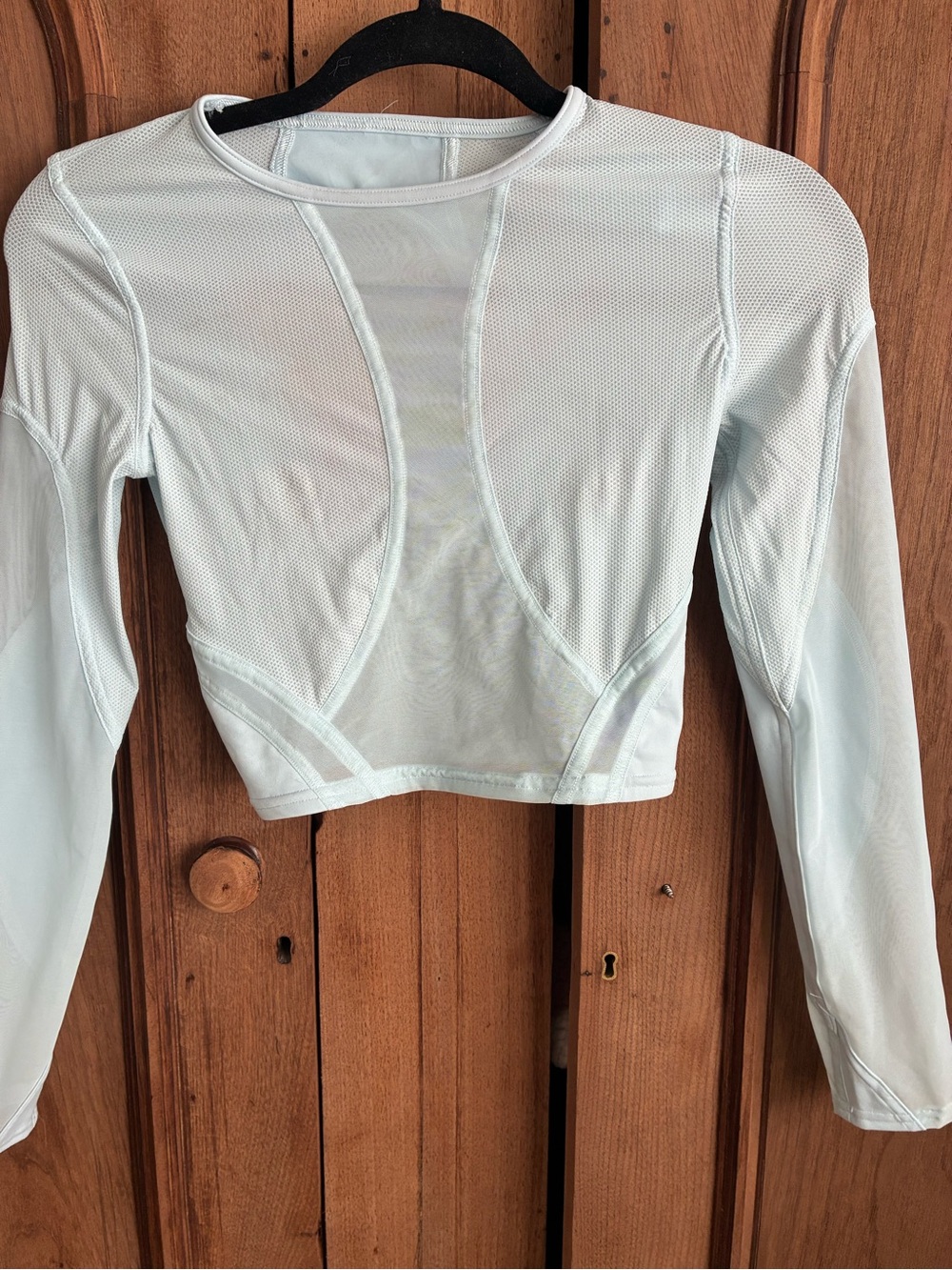 lululemon athletica Mint Green Mesh Long Sleeve Crop Top
